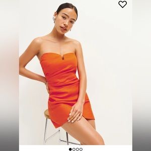 NWT Reformation Abeni Linen Dress, size 8, color Flame